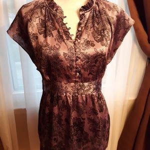 Apt. 9 Purple & Black Floral Print Blouse